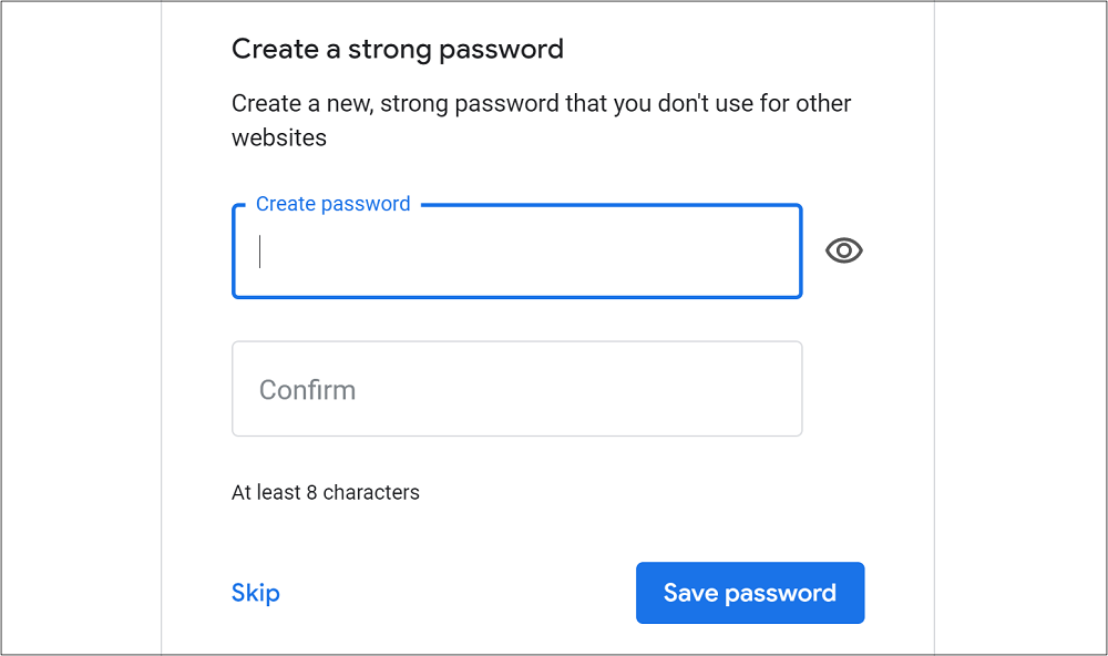 Create your New Password