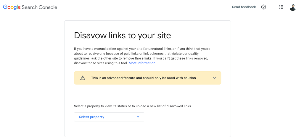 Google Disavow Tool Page