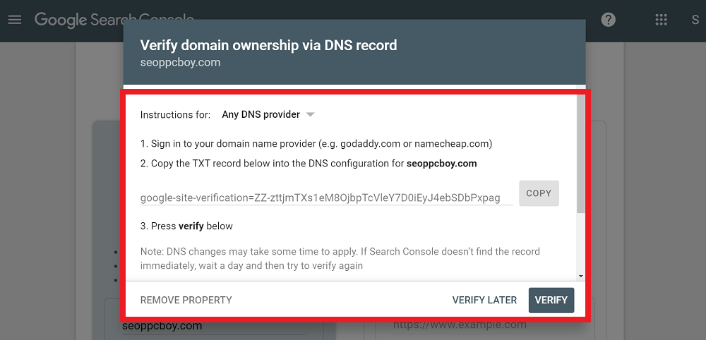 Domain Property Verification
