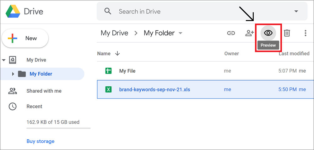 Preview your Google Drive Files