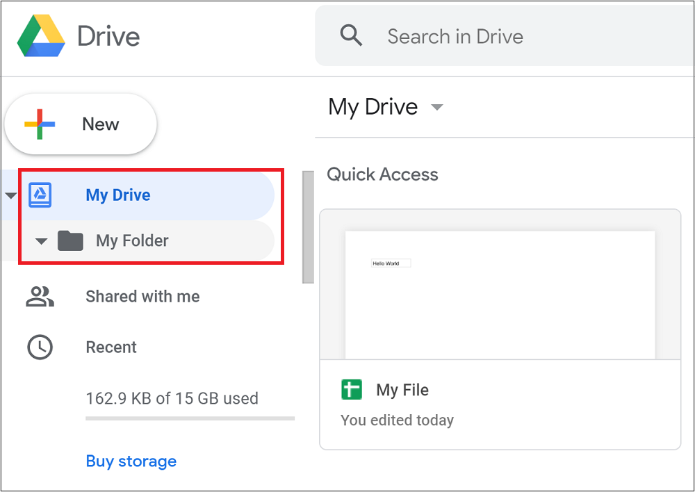 Access your Google Drive Folder