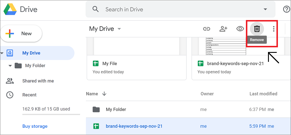 Remove your Files from Google Drive