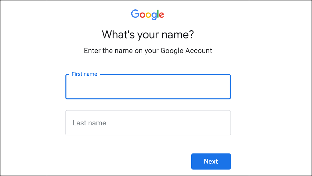 Enter First Name and Last Name