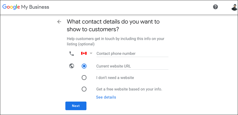 Google My Business Contact