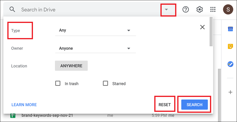 Google Drive Filters