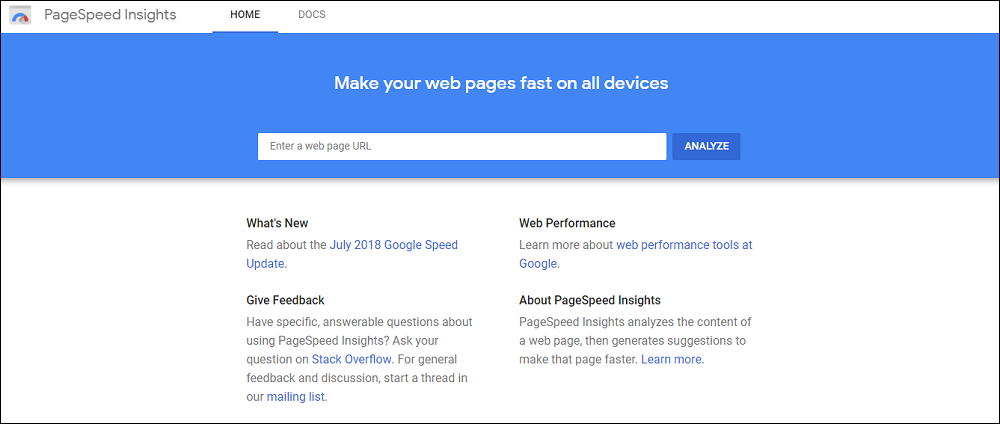 Google PageSpeed Insights Tool