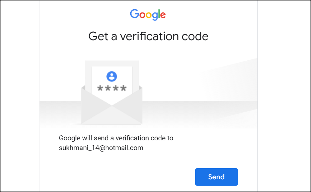 Google sends Verification Code
