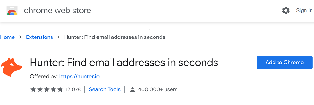 Hunter Google Chrome Extension