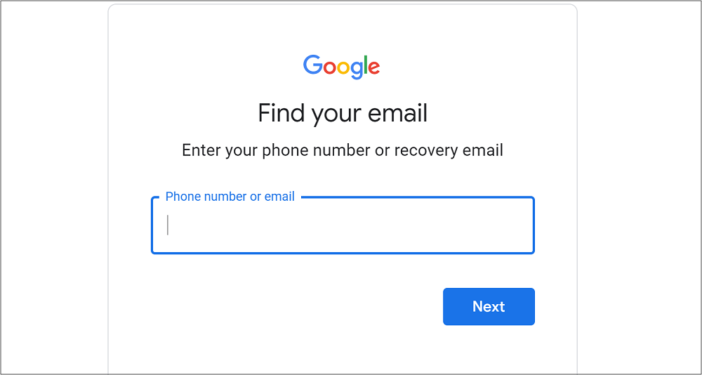 Enter Phone Number or Recovery Email Address
