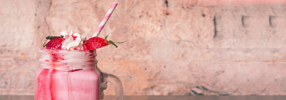 Strawberry Milkshake with Vanilla Ice Cream