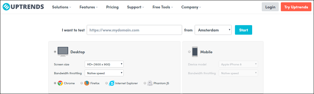 UpTrends Speed Test Tool